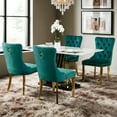 thumbnail image 3 of JESTOP Velvet Upholstered Nailhead Dining Chair Set of 2, Kitchen & Dining Room Chairs, Tufted Dining Chairs, Stainless Steel Plating Legs, 3 of 9
