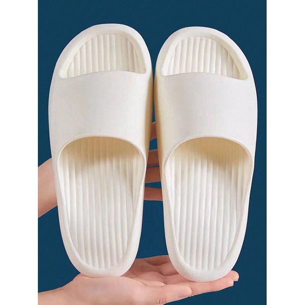 Preppy Pink Slippers For Women, Minimalist Single Band Slides