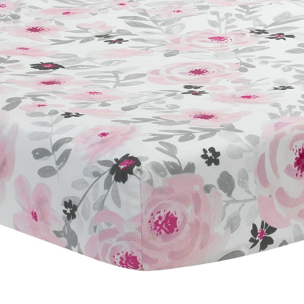 Bedtime Originals Blossom Pink Watercolor Floral 3 Piece Baby Crib Bedding Set Walmart