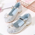 thumbnail image 5 of Mary Jane Princess Shoes with Shiny Bow, Glitter Girls Party Shoes, Flower Girl Shoes for Banquets, Birthday Parties, Cosplay Dance Shoes Silver 13 M, 5 of 7