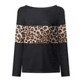 thumbnail image 3 of Women Soft Smart Individually Round Collar Printing Long Sleeve Polyester Top Blouse Shirt(Black,M), 3 of 4