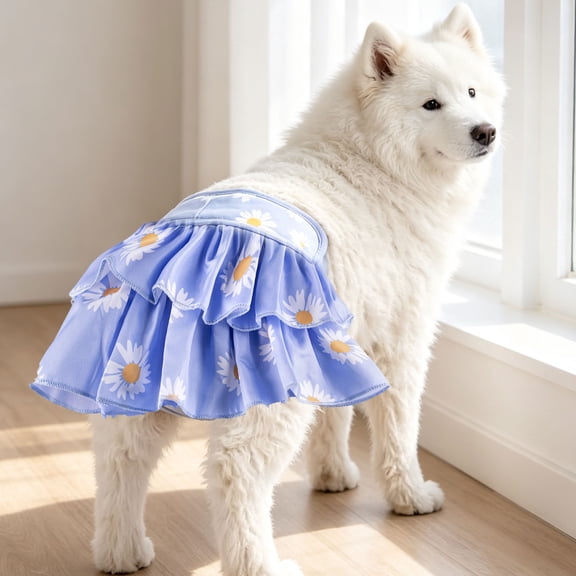 Dog Period Panties with Absorbent Reusable Leak Guard and Cute Daisy Print,Comfortable Female Dog Diapers for Heat Cycle and Small Breed Puppies,Protective Sanitary Skirt for