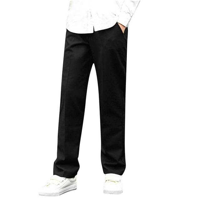 Timegard Boys Clothes Suit Pants Straight Leg Button Kids Formal Trousers Solid Color Summer Fashion