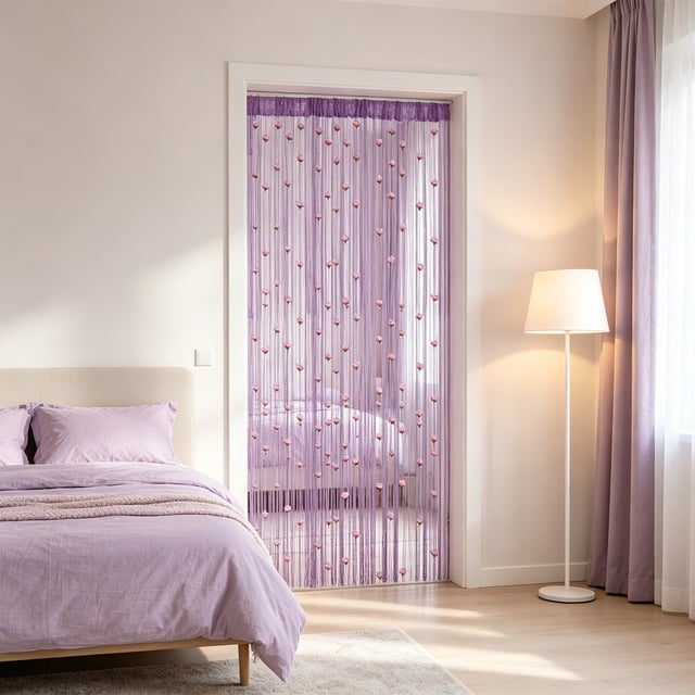 Rose Thread Beaded Curtain 39x79 inches Door Curtain Room Divider Tassel Beaded Arch Curtain for Window and Door Designs Suitable for Bedroom Closets and Home