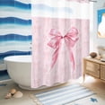 thumbnail image 5 of No Hook Shower Curtain, Pink Bow Shower Curtains for Bathroom with See Through Top Window, Cute Watercolor Girls Cartoon Luxury Waterproof & Washable Bath Curtain Stall 48"x72", 5 of 9