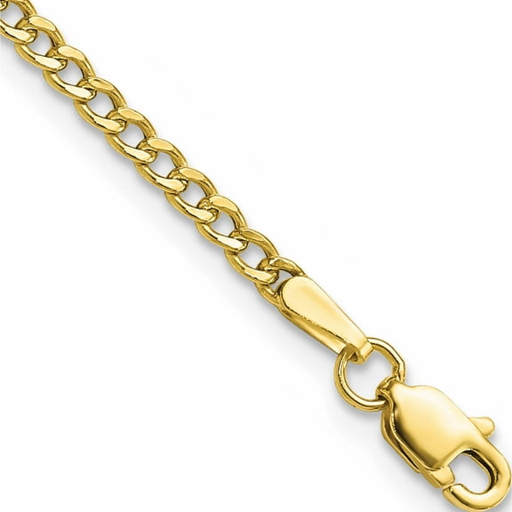 10K Yellow Gold 2.5mm Semi-Solid Curb Link Chain Anklet (9 X 2.5) Made In South Africa 10bc124-9