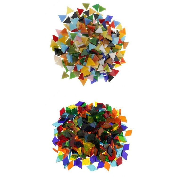 550 Pieces Assorted Colorful Glass Mosaic Tiles for Crafts Decoration, Size: 11mm 12mm