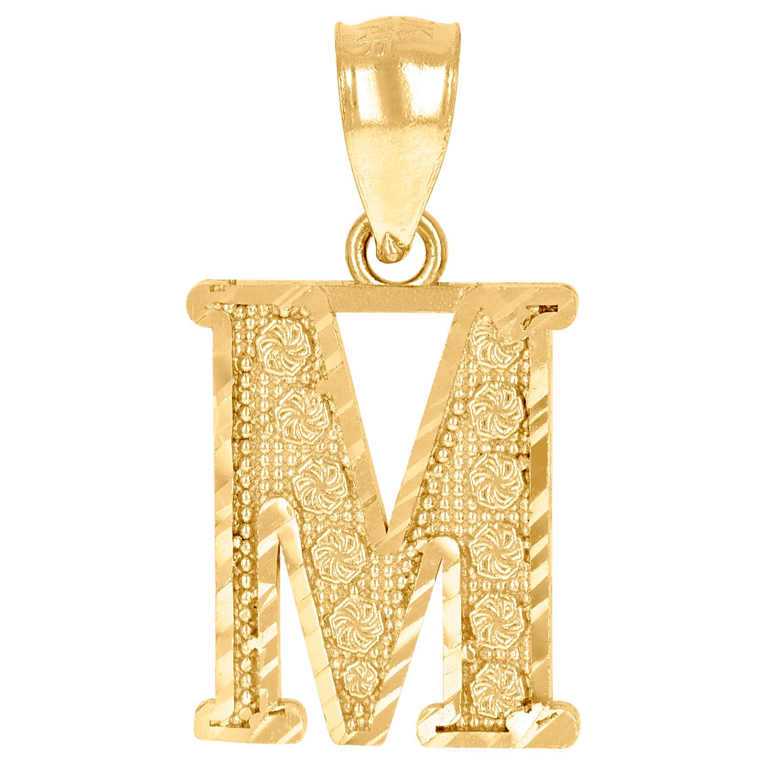 10k Yellow Gold Unisex Letter Name Personalized Monogram Initial M Alphabet Charm Pendant Necklace 20.5x11mm Wide Pendan