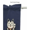 thumbnail image 5 of Cute Cat Kitchen Valances for Windows Farmhouse Linen Window Valance Curtain for Living Room Window Treatment Navy Blue Japanese Style Animals Wave Pattern Valance Rod Pocket Topper, 42 x 12 Inch, 5 of 6