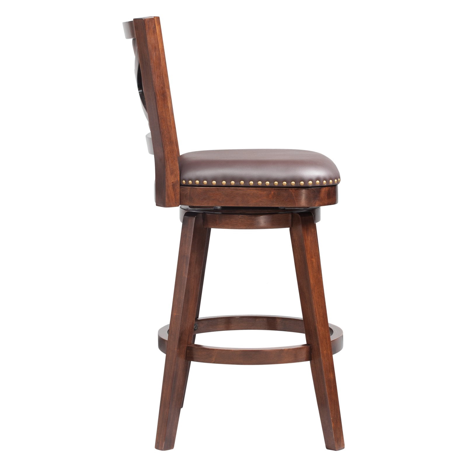 Boraam Broadmoor 29in. High Back Swivel Wood Bar Stool, Cappuccino Finish