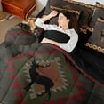thumbnail image 4 of Feelyou Rustic Moose Deer Bedding Comforter Set 7pcs, Vintage Hippie Aztec Queen Bedding Sets, Tribal Triangle Abstract Reversible Queen Sheet Sets, Microfiber Bedroom Decor, 4 of 7