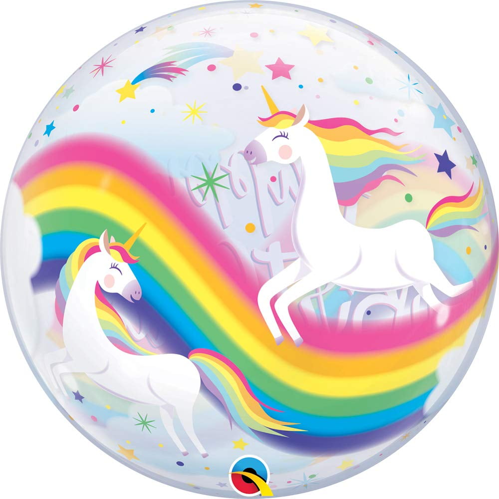 Birthday Rainbow Unicorn Bubble Balloon, 22", MultiColored