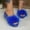 Blue, variant on Women Fluffy Feather Pom Pom Wedge Flatform Open Toe Slide Sandals White 9