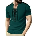 thumbnail image 1 of Kyusrd Summer Tops for Men Shirt Men's Casual Color Blocked With Drawstring Round Neck Pullover Short Sleeve, 1 of 9