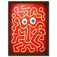 thumbnail image 1 of Line Drawing On Red With Googly Eyes Artwork Framed Wall Art Print A4, 1 of 4