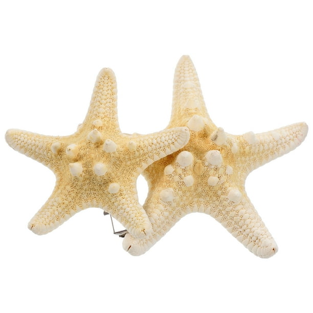 2 pinzas para el pelo de estrella de mar de cinco puntas hechas a mano, accesorios para el pelo de playa para mujeres y niñas, tamaño aproximado de 5 a 10 cm.