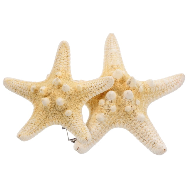 ColoMX 2 pinzas para el pelo de estrella de mar de cinco puntas hechas a mano, accesorios para el pelo de playa para mujeres y niñas, tamaño aproximado de 5 a 10 cm.