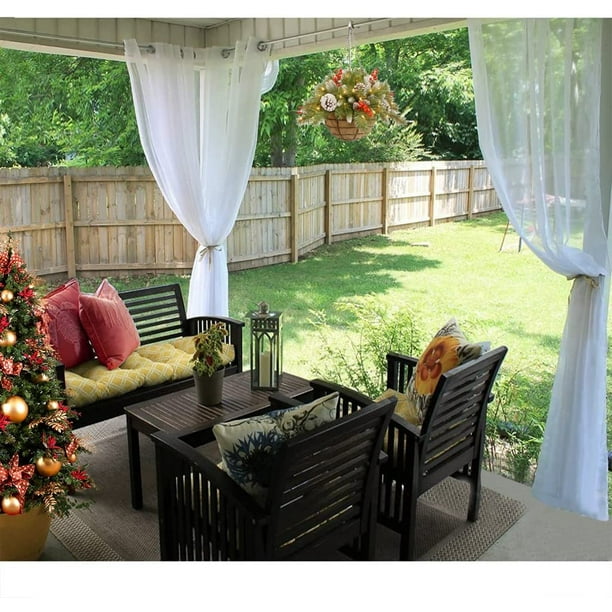 RYB HOME Outdoor Curtain for Porch, Sheer Outdoor Curtain for