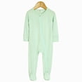 thumbnail image 2 of CAUYDY Infant Boy Sleepers 0 3 6 9 12 18 24 Months Preemie Pajamas for Girl Newborn Long Sleeve Clothes Baby Fall Winter Jumpsuit Sizes 3-6 Months,Light Green, 2 of 9