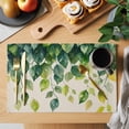 thumbnail image 2 of Country Leaf Placemats Set of 4, Watercolor Green Eucalyptus Leaves Vintage Linen Texture Non-Slip Place Mats Washable Table Mats for Kitchen Dining Table Decorations Indoor/Outdoor, 2 of 9