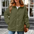 thumbnail image 3 of Women's Fall Winter Quilted Jackets Lightweight Casual Button Padded Puffer Coats Outerwear with Pockets New Women Jackets Casual Green XL, 3 of 9