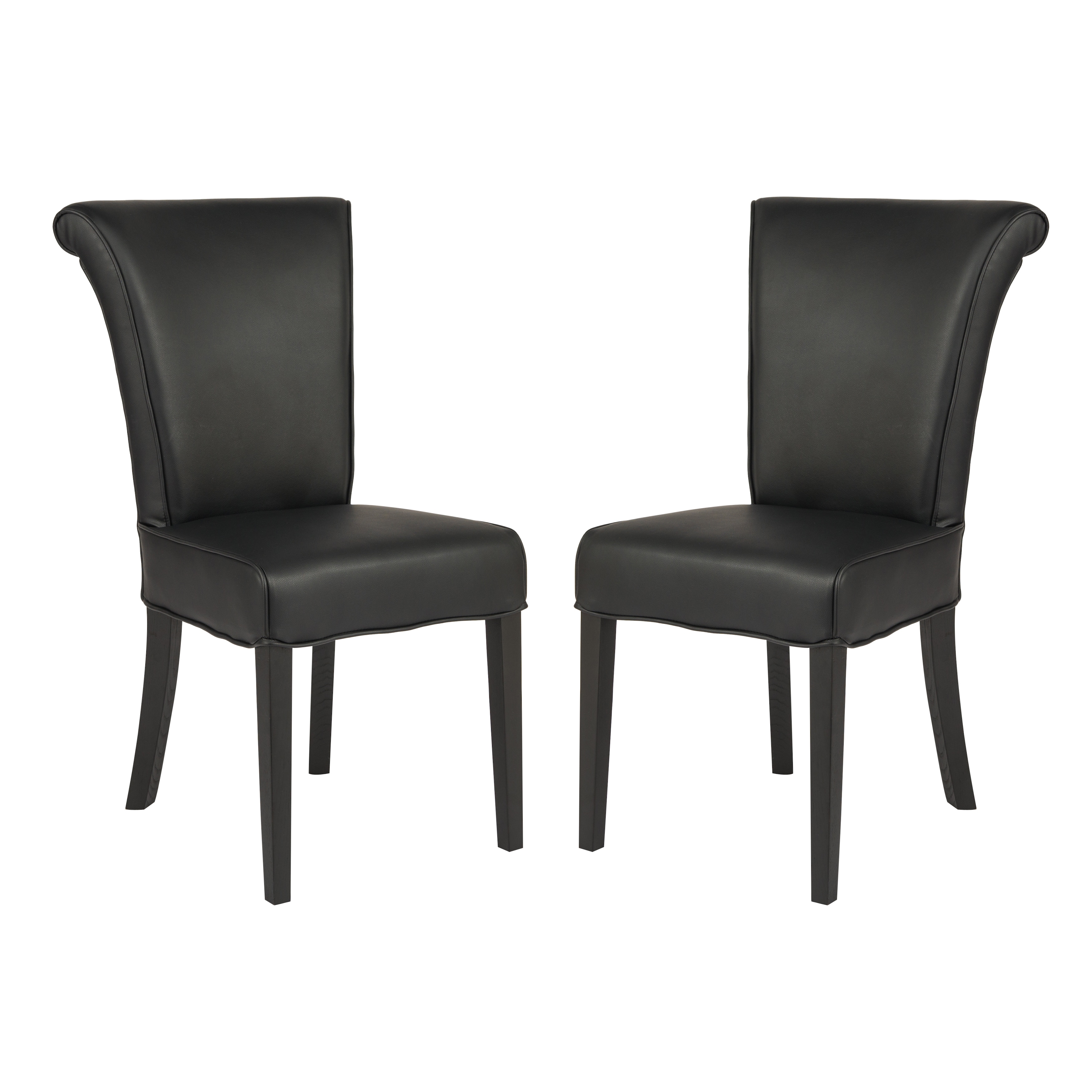 LeisureMod Eden Contemporary Black Faux Leather Dining Chair (Set of 2