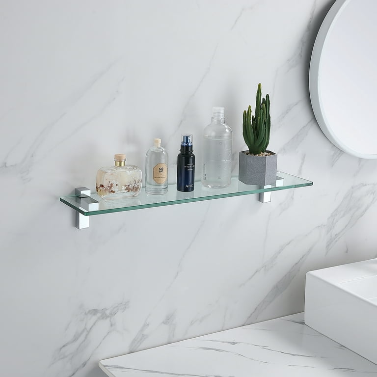WAKLOND Bathroom Shelves, Glass Shelf Wall Mounted Tempered