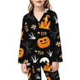 thumbnail image 5 of SJLDQY Halloween Pajamas for Girls Hallowmas Print Long Sleeve Shirts and Pants 2 Piece Loungewear Sets Casual Sleepwear Button Down Pj Sets, 5 of 5