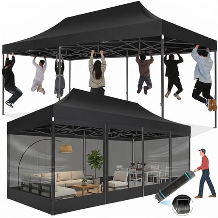 COBIZI 10x20 Pop up Canopy Tent with Mosquito Netting
