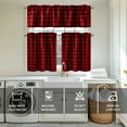 thumbnail image 3 of XWZO Room Darkening Window Curtain Panels Set of 3, Plaid Tier and Valance Semi Curtains for Bedroom/Kitchen/Cafe/Small Window, Red and Black, 60W x 18L (1 Panel) + 29W x 36L (2 Panels), 3 of 8