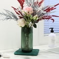 Rmoilve Glass Vase, Small Green Ribbed Flower Vase, Cylindrical Décor ...