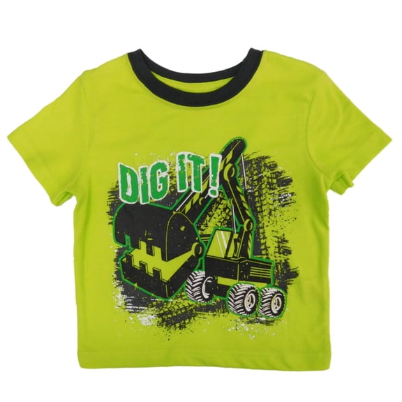 Peanut & Ollie Infant Boys Lime Green Dig It Construction T-Shirt 6/9m
