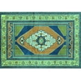 thumbnail image 1 of Ahgly Company Machine Washable Indoor Rectangle Medallion Turquoise Blue Traditional Area Rugs, 7' x 9', 1 of 4