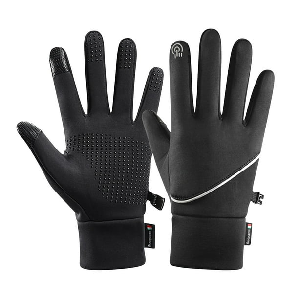 EQWLJWE Winter Warm Running Sports Gloves Cold Weather Ski Outdoor Thermal Bike Black Mittens