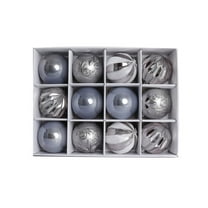 HomeDM Christmas Balls 12Pcs Gray Shatterproof Ornaments Balls 6cm/2.36" Christmas Tree Hanging Pendant for Holiday Wedding Party Home Decor