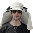 thumbnail image 4 of Solar Fan Hat, Wide Brim Solar Fan Outdoor Fishing Hat with 2 Fans Solar Power, Waterproof Outdoor Hiking Camping Fishing Hat with Neck Flap，USB Rechargeable Solar Hat Fan for Men, 4 of 6