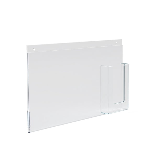 Wall Mount Sign Holder w/ Trifold Pocket: 11" W X 8.5" H Graphic Size. Overall Frame Size: 16" W x 8.5" H, 2-Pack