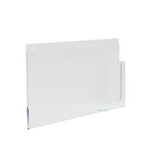 Wall Mount Sign Holder w/ Trifold Pocket: 11" W X 8.5" H Graphic Size. Overall Frame Size: 16" W x 8.5" H, 2-Pack