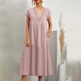 thumbnail image 2 of Dresses for Women, Women Casual Loose Boho Dress with Pockets Short Sleeve Long Maxi Summer Beach Swing Dresses Sundress, 2 of 9