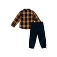 thumbnail image 3 of Wonderluxe Baby Boys' Long Sleeve Flannel Shirt and Pant, 2-Piece Set, Sizes 0-3M-24M, 3 of 5