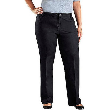 Dickies Women's Plus Size Mid rise Relaxed Fit Straight Leg Twill