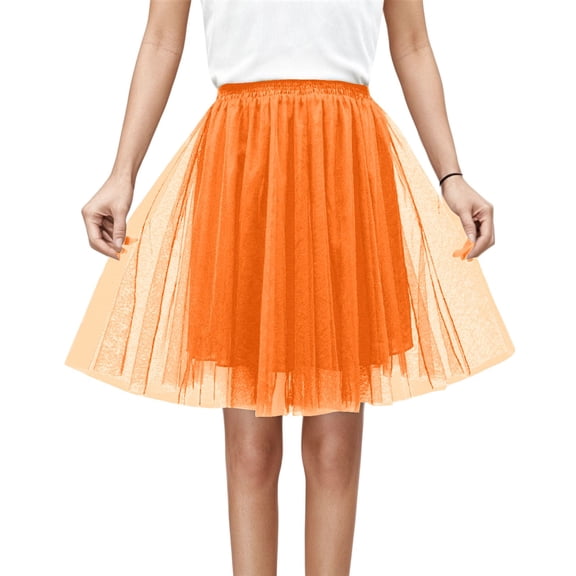 oqasdz Elegant Pleated Midi Skirts for Women with High Waist and Flowy Hem Festive and Party Evening Cute Princess Mesh Tutu Skirt