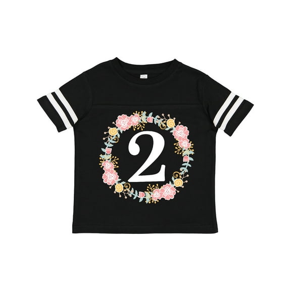 Inktastic 2nd Birthday Rose Wreath 2 Year Old Girl Girls Toddler T-Shirt