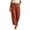 Orange, variant on Womens Cotton Blend Button Decor Cropped Pants Elastic High Waist Solid Loose Ankle-Length Casual Trousers with Side Pockets for Summer Daily Wear Blue XL(XL)
