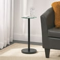 thumbnail image 4 of mDesign Metal and Glass Top Round Accent Side/End Drink Table, Clear/Matte Black, 4 of 7