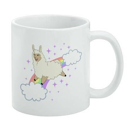 

Llama on Sparkling Rainbow White Mug