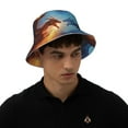 thumbnail image 5 of Yiaed Red And Blue Fire Dragon A Print Reflective Stripe Bucket Hat Unisex Funny Outdoor Fisherman Cap Beach Sun Hat, 5 of 5