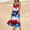 thumbnail image 2 of Women's Lightweight Sleeveless Dress Casual Patriotic Print, Long Beach Sundress with Pocket Design, Ideal for Summer Holidays,Cyan XL, 2 of 4