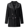 thumbnail image 5 of Baberdicy Women Coat Coat Outwear Double Long Jacket Mid Women Collar Elegant Breasted Notched Women's Coat Womens Blazer Black, 5 of 5