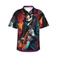 thumbnail image 1 of Balery Rock Skull Singer Camisas hawaianas de manga corta para hombre, camisas playeras de corte holgado, camisas de vacaciones con botones,X-Large, 1 of 7